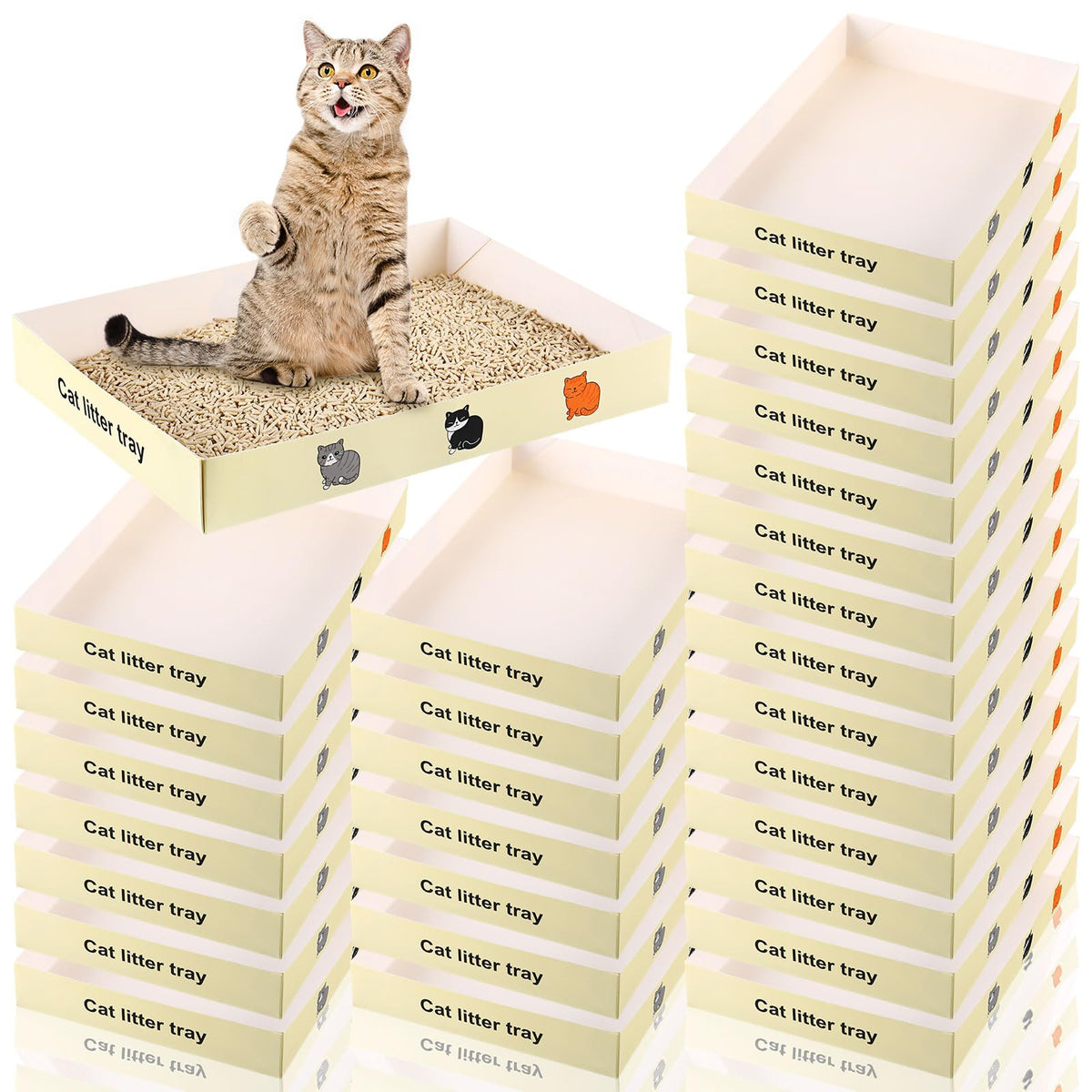 30 Pack Foldable Disposable Cat Litter Box P39035
