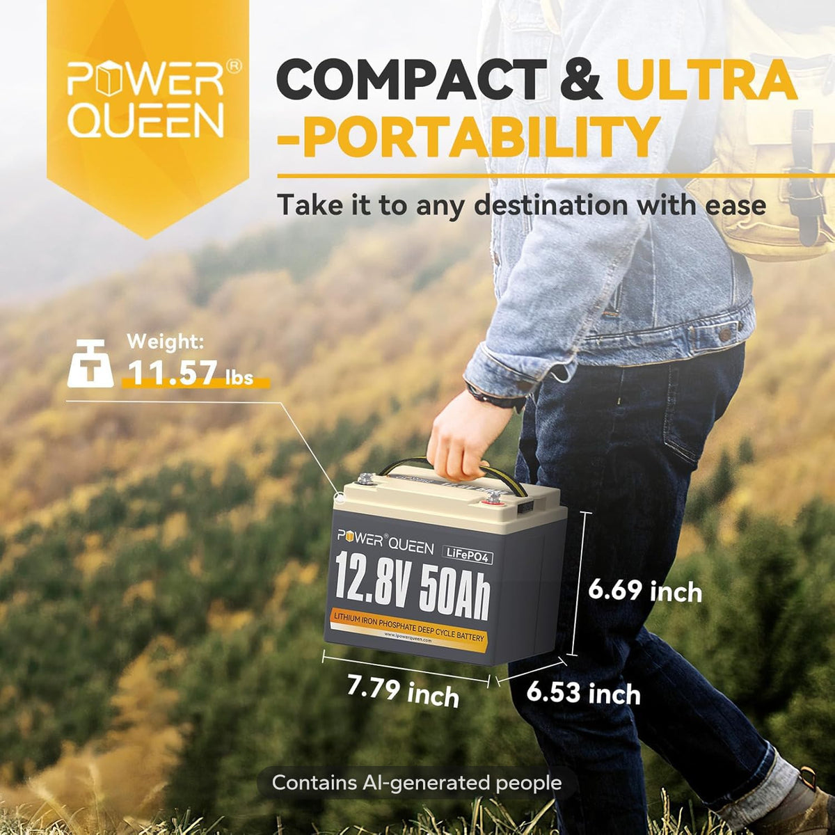 12V 50Ah LiFePO4 Battery with 14.6V 10A Charger O535072
