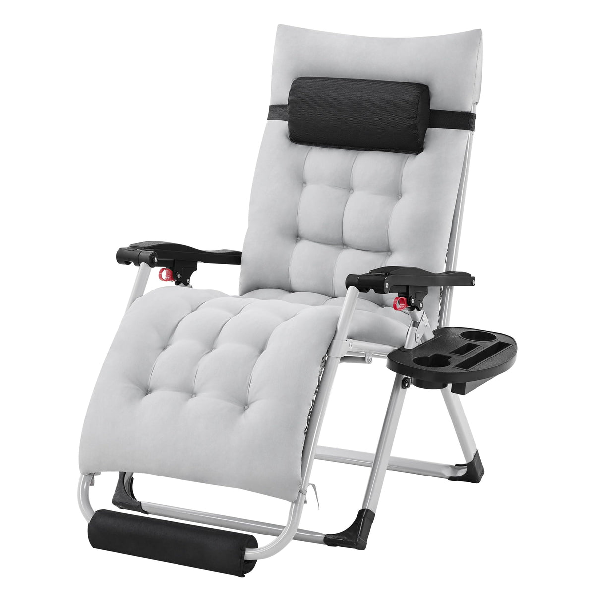 26" Gray Zero Gravity Chair with Removable Cushion A376