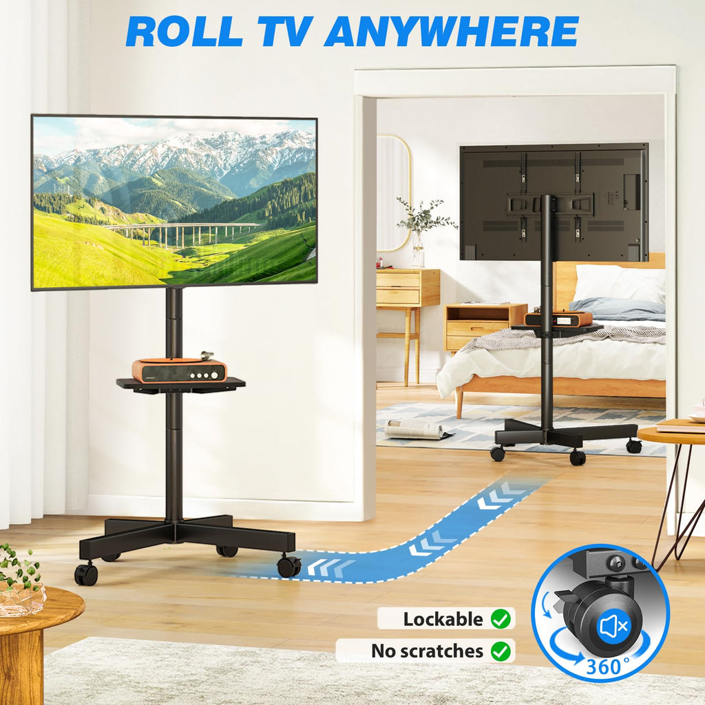 Mobile TV Stand for 23-65 Inch Flat Curved TVs Black S58367