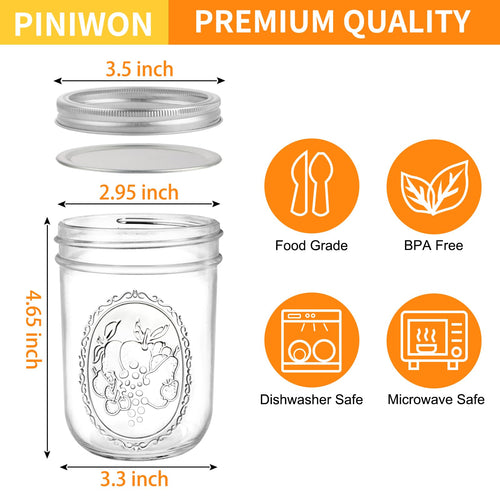 16 oz Wide Mouth Mason Jars 6 Pack D4510