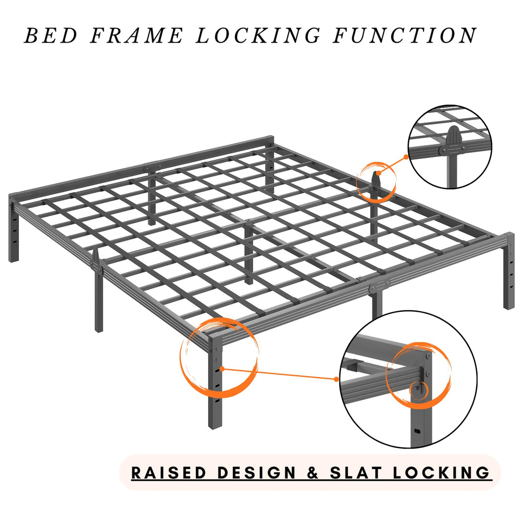 14 Inch Metal Platform Full Bed Frame with Storage F58788
