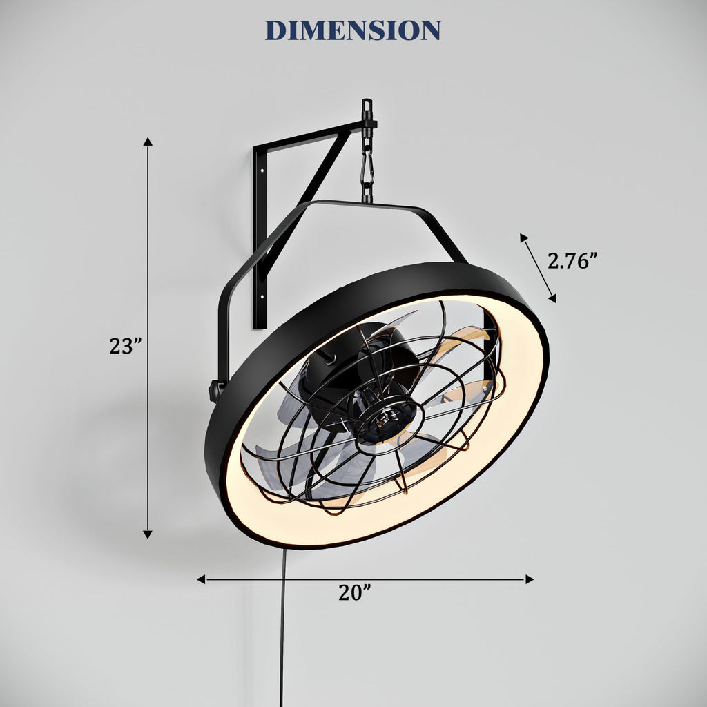 20 Inch Plug In Wall Mount Fan with Light A711833