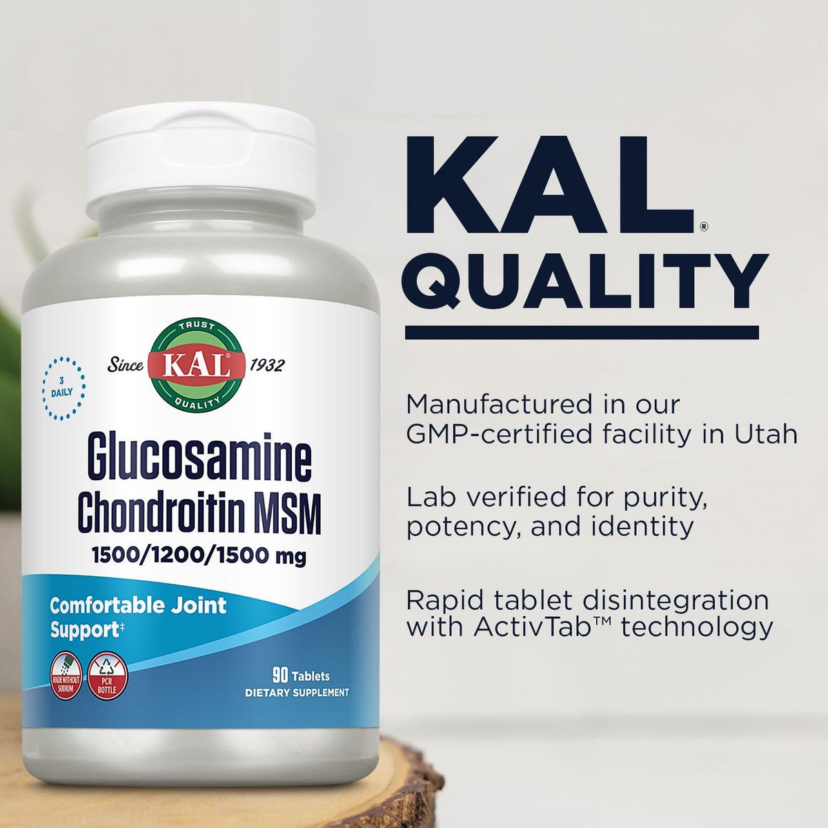 Glucosamine Chondroitin MSM Joint Support Supplement 90 Tablets K276231