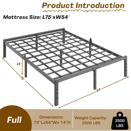 14 Inch Metal Platform Full Bed Frame with Storage F58788