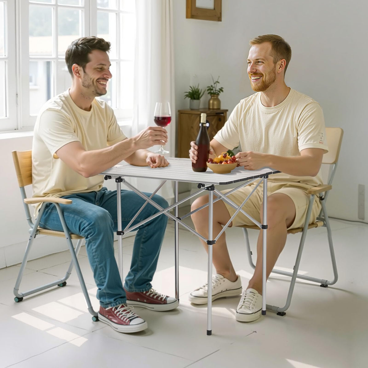 Folding Camping Table 28 inch Silver I2970