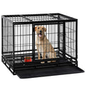 Extra Large Double-Door Heavy Duty Metal Dog Crate (Black, 48 inch) U6067