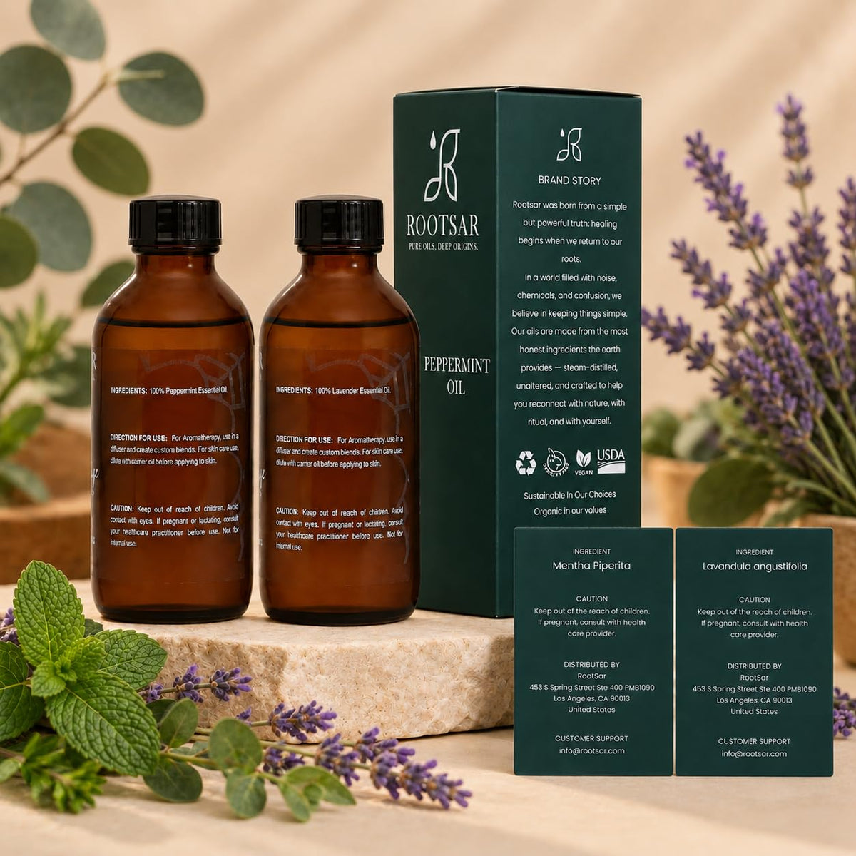 Lavender and Peppermint Essential Oils 4 Fl Oz M19590