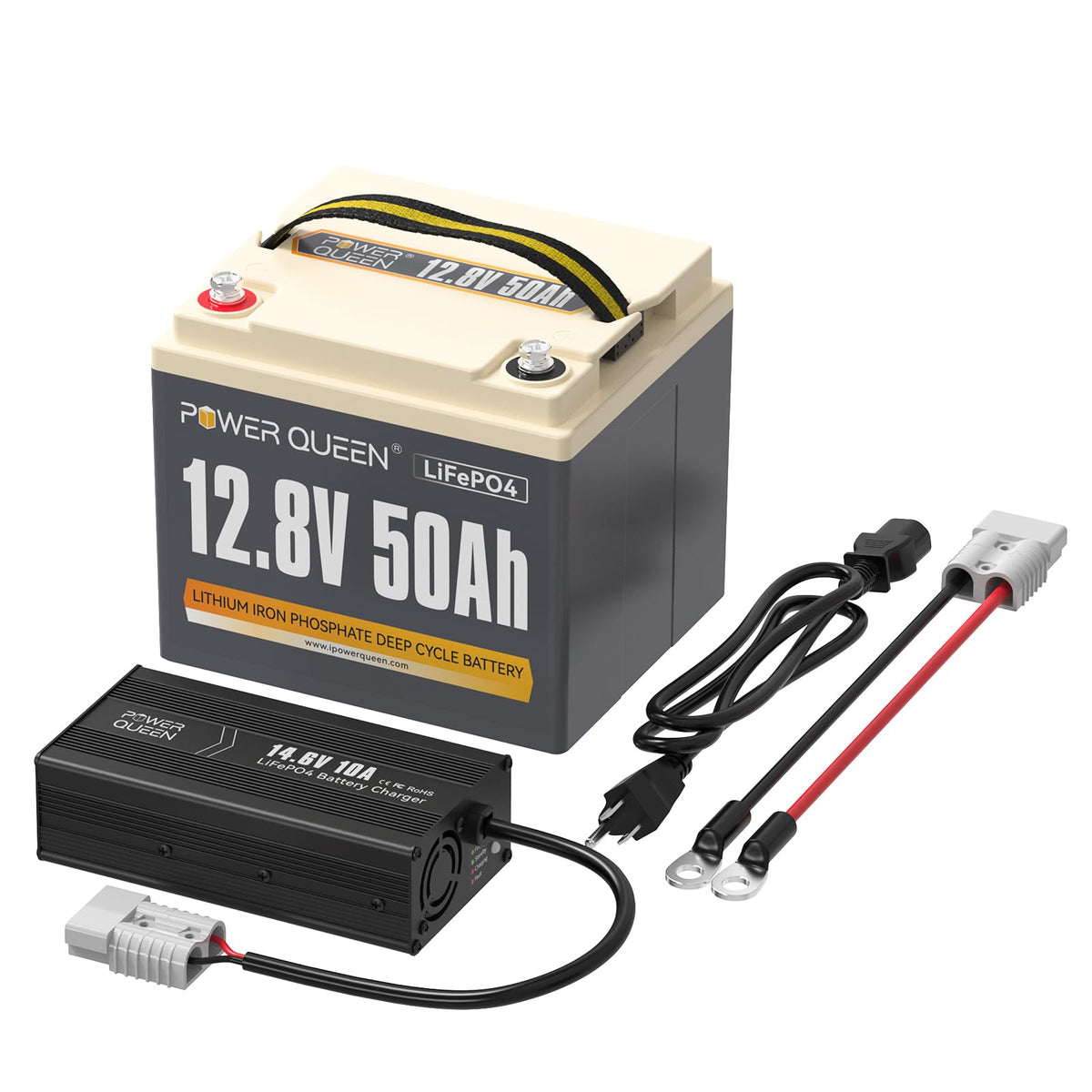 12V 50Ah LiFePO4 Battery with 14.6V 10A Charger O535072