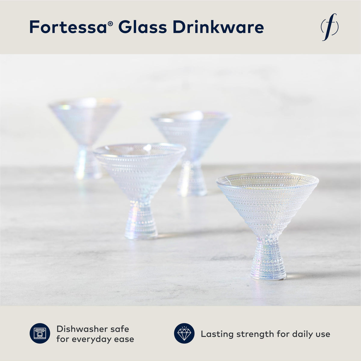 11.5 Ounce Iridescent Glass Martini Set of 4 P9946