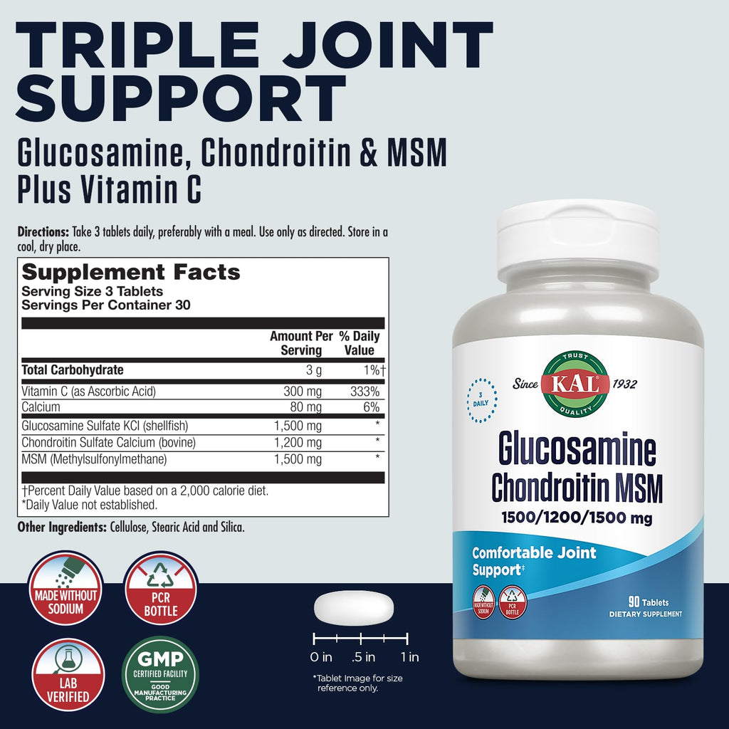 Glucosamine Chondroitin MSM Joint Support Supplement 90 Tablets K276231