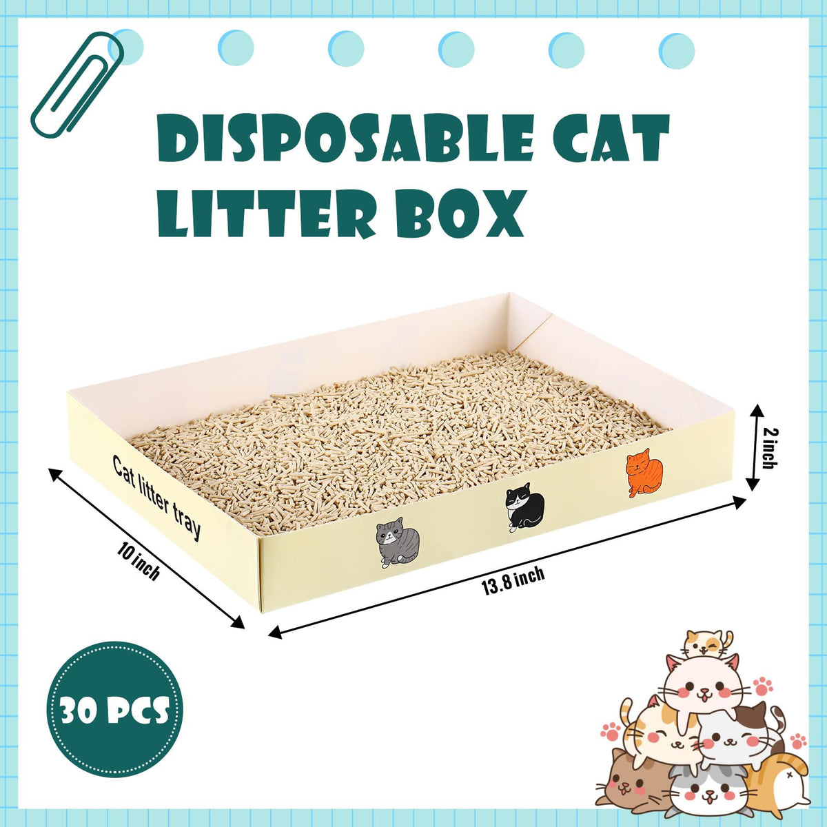 30 Pack Foldable Disposable Cat Litter Box P39035