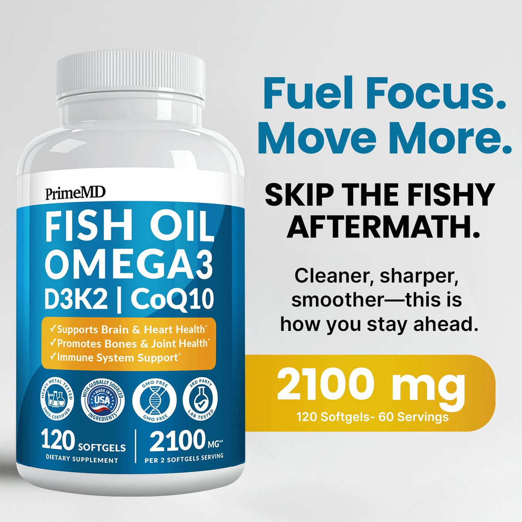 Fish Oil Omega-3 with D3 K2 CoQ10 Softgels L422