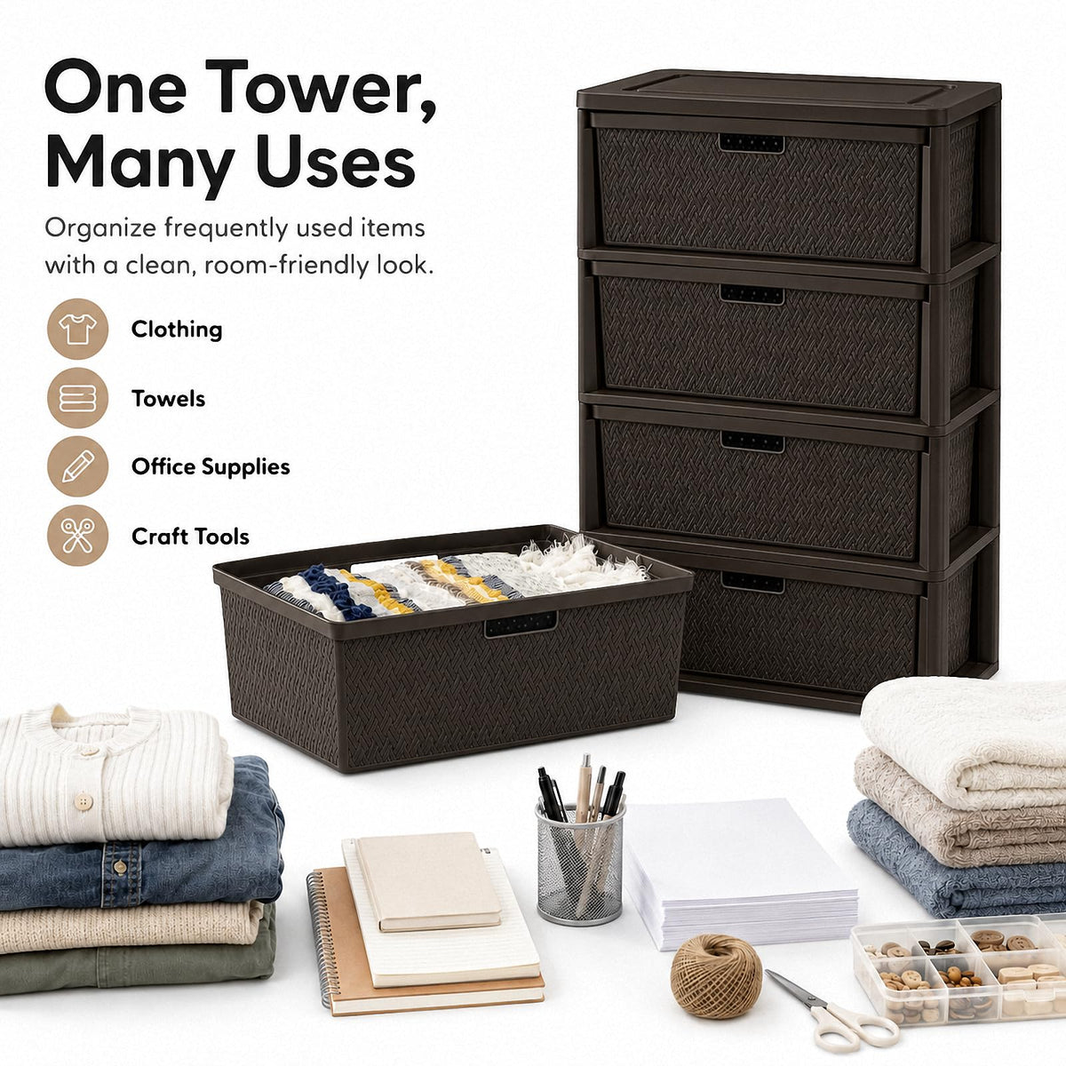 4 Drawer Tower with Removable Bins R84678