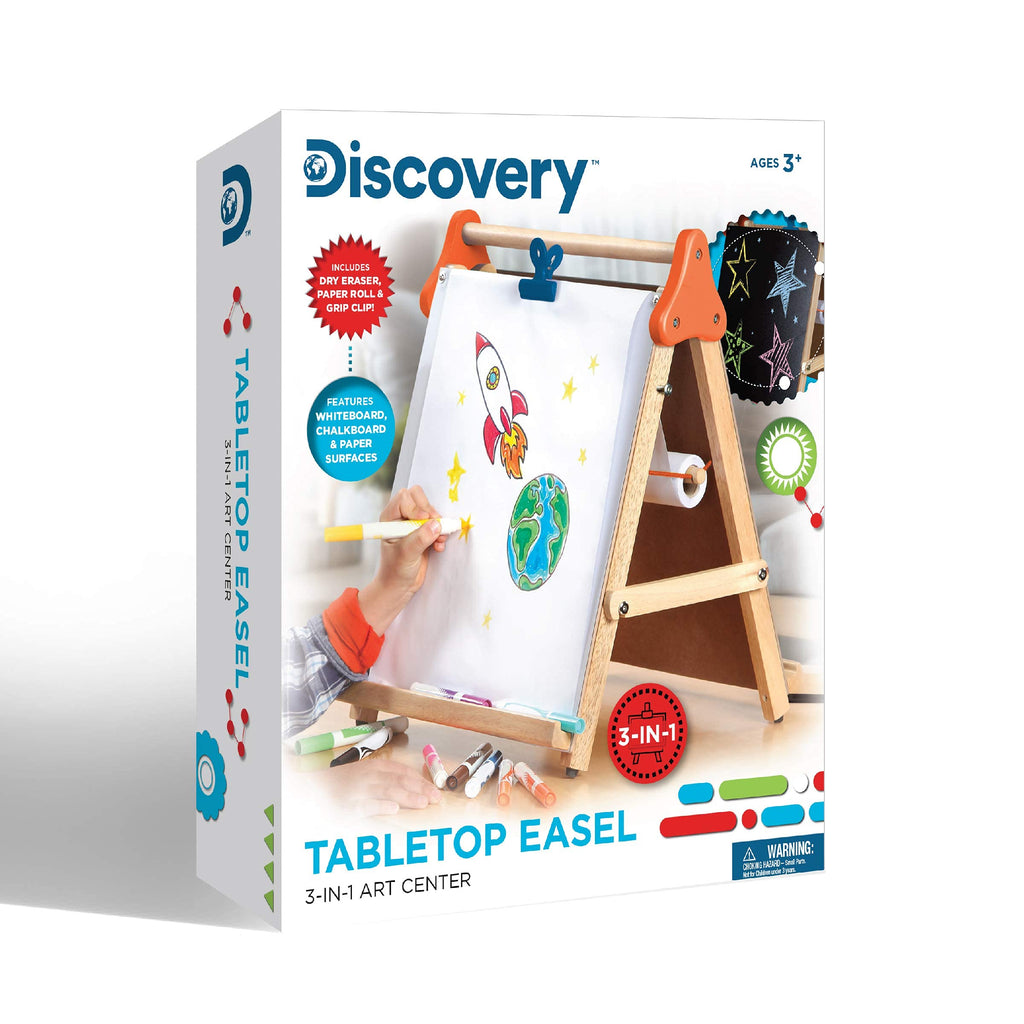 3-in-1 Tabletop Dry Erase Chalkboard Art Easel with Paper Roll G56191