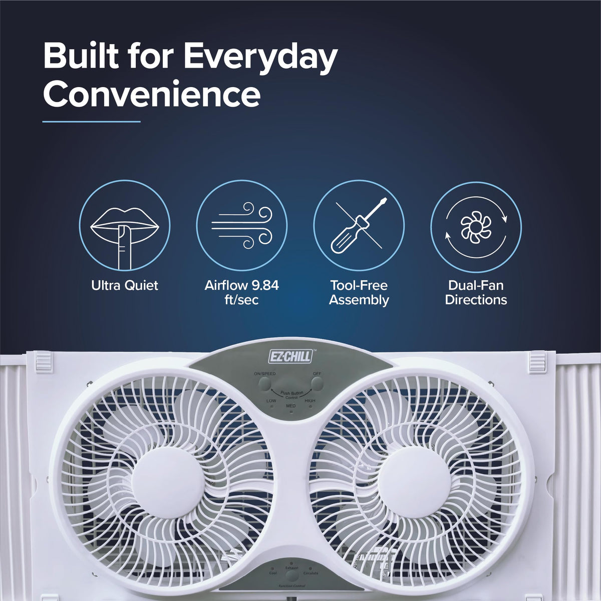 9” Window Fan with Remote Control, 3 Speed Dual Fans, White T223