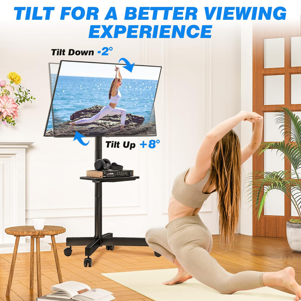 Mobile TV Stand for 23-65 Inch Flat Curved TVs Black S58367