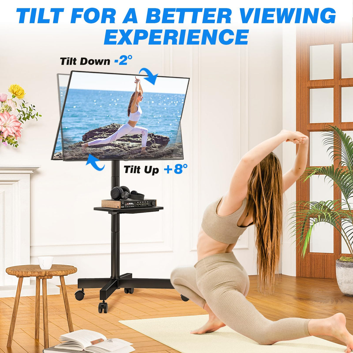 Mobile TV Stand for 23-65 Inch Flat Curved TVs Black S58367