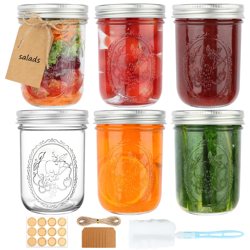 16 oz Wide Mouth Mason Jars 6 Pack D4510