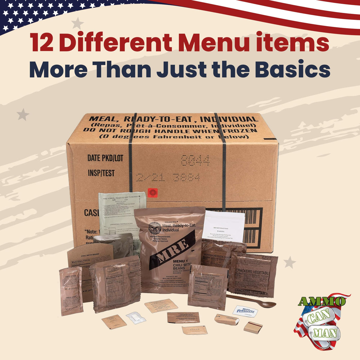 US Military MRE Case Menus 1-12 F5942