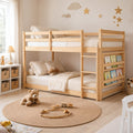 Twin Over Twin Wooden Bunk Bed with Ladder and Guardrails C14974