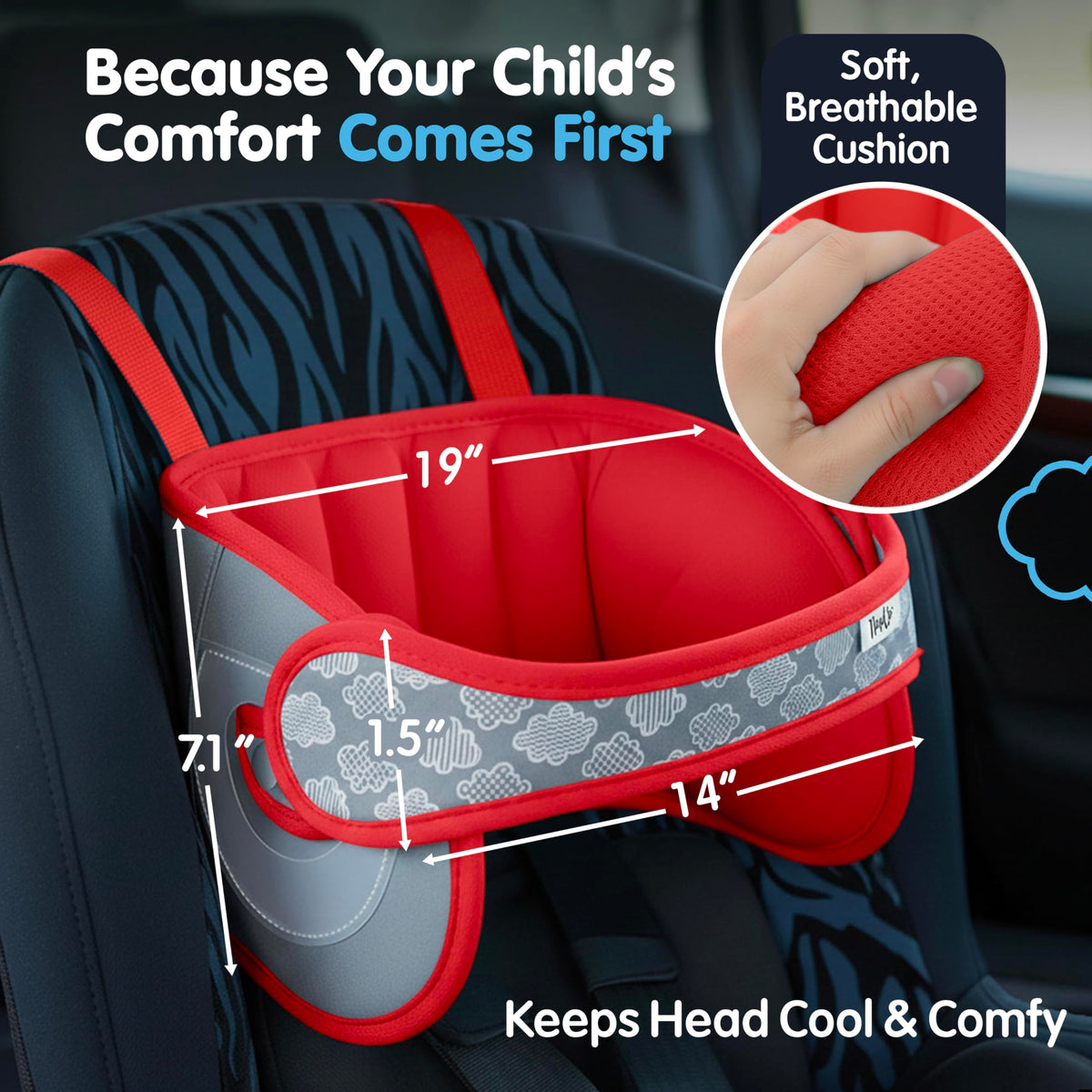 Car Seat Head Support for Toddler Red Z287