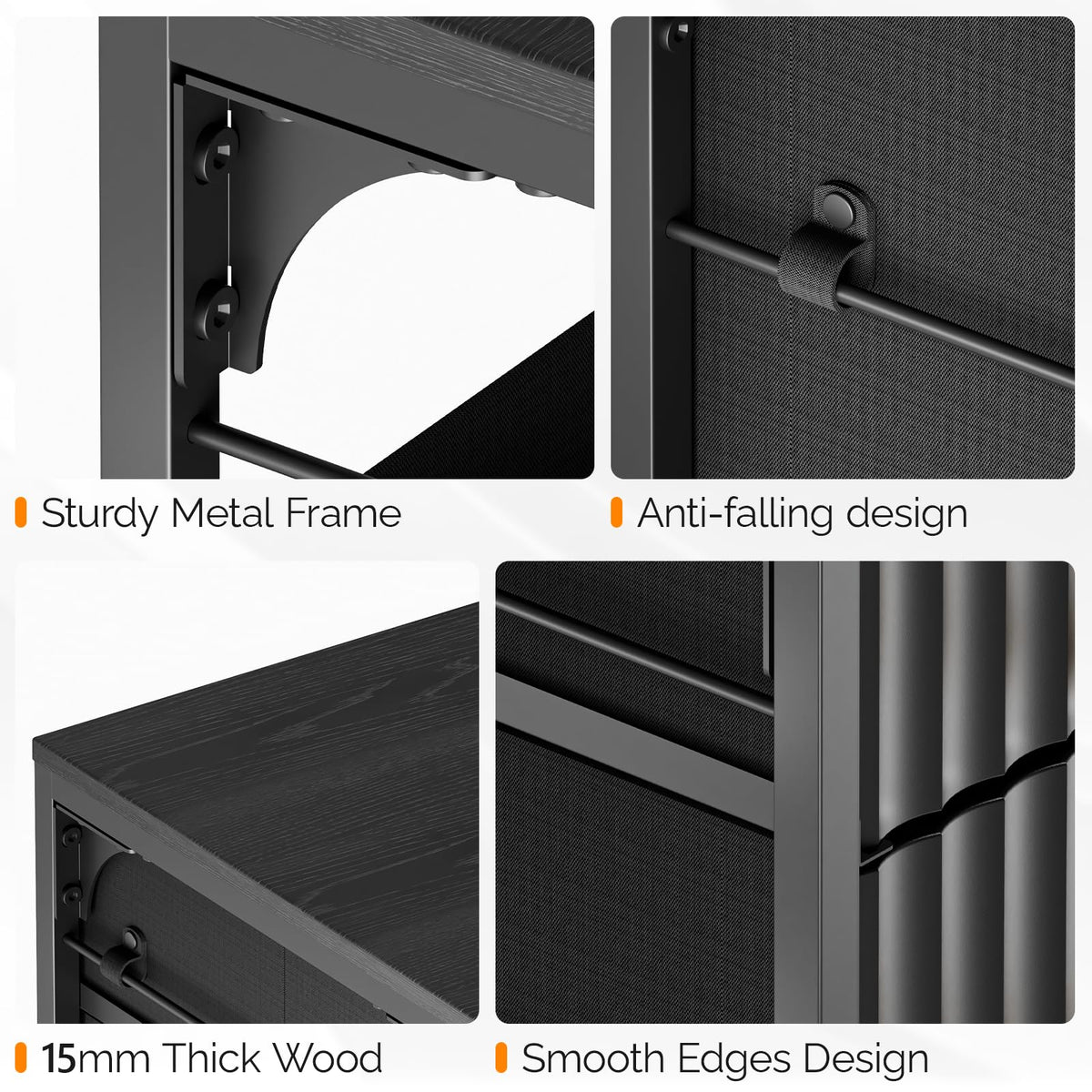 Black 3 Drawer Rolling File Cabinet with Wheels R347