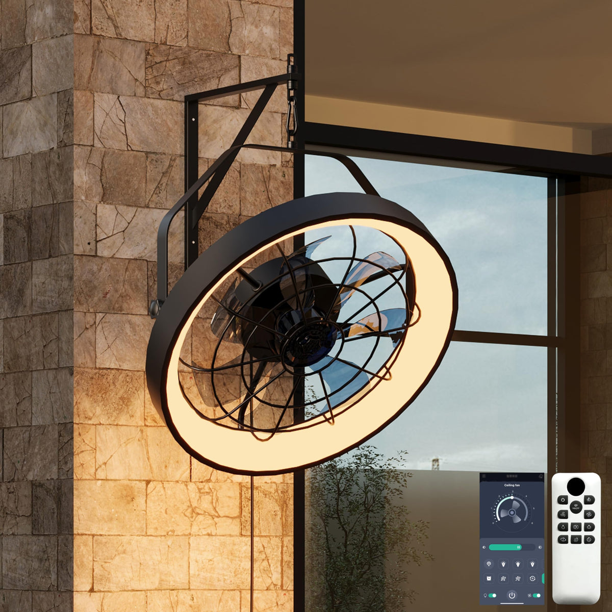 20 Inch Plug In Wall Mount Fan with Light A711833