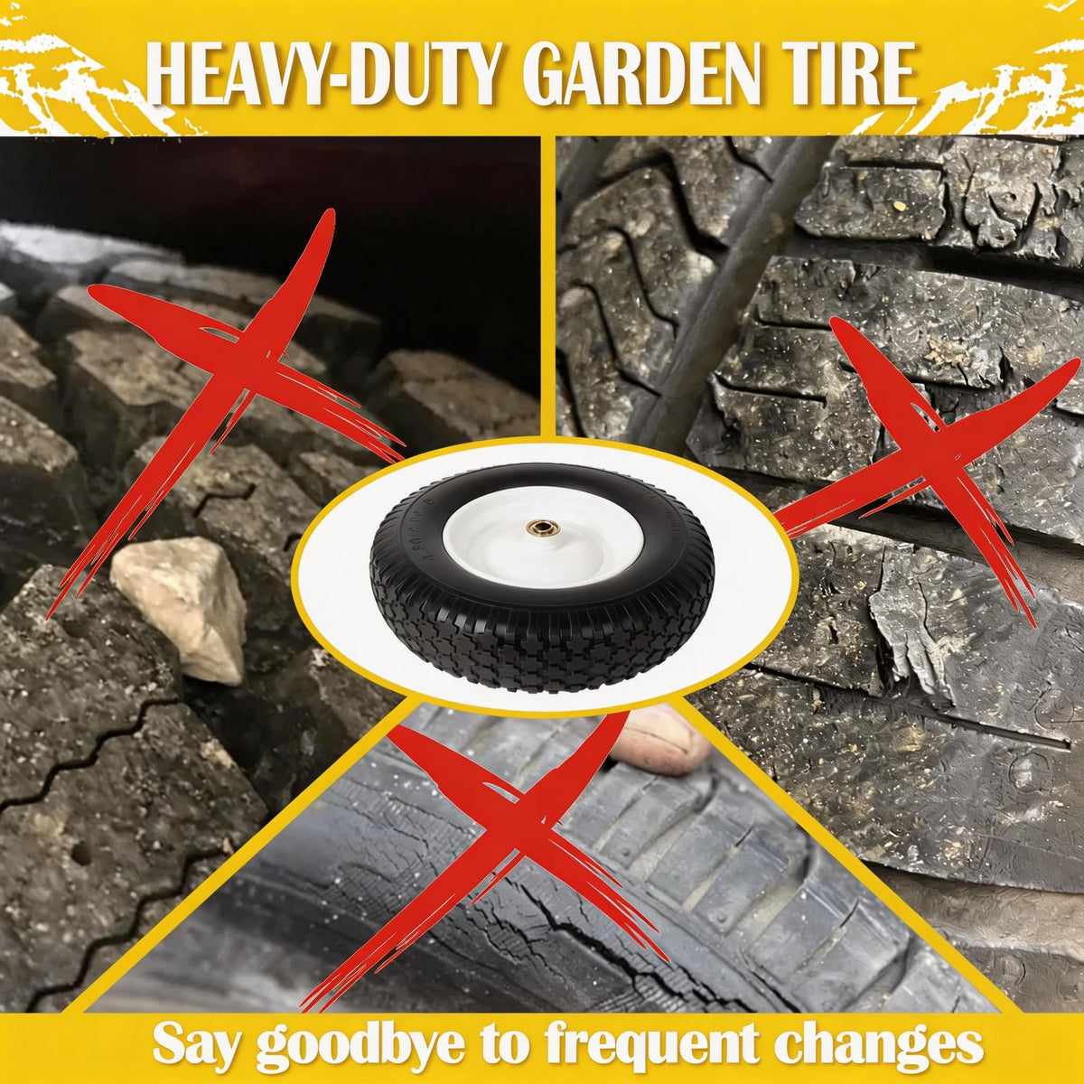 Flat Free Wheelbarrow Tire and Wheel 2 Pack U8815