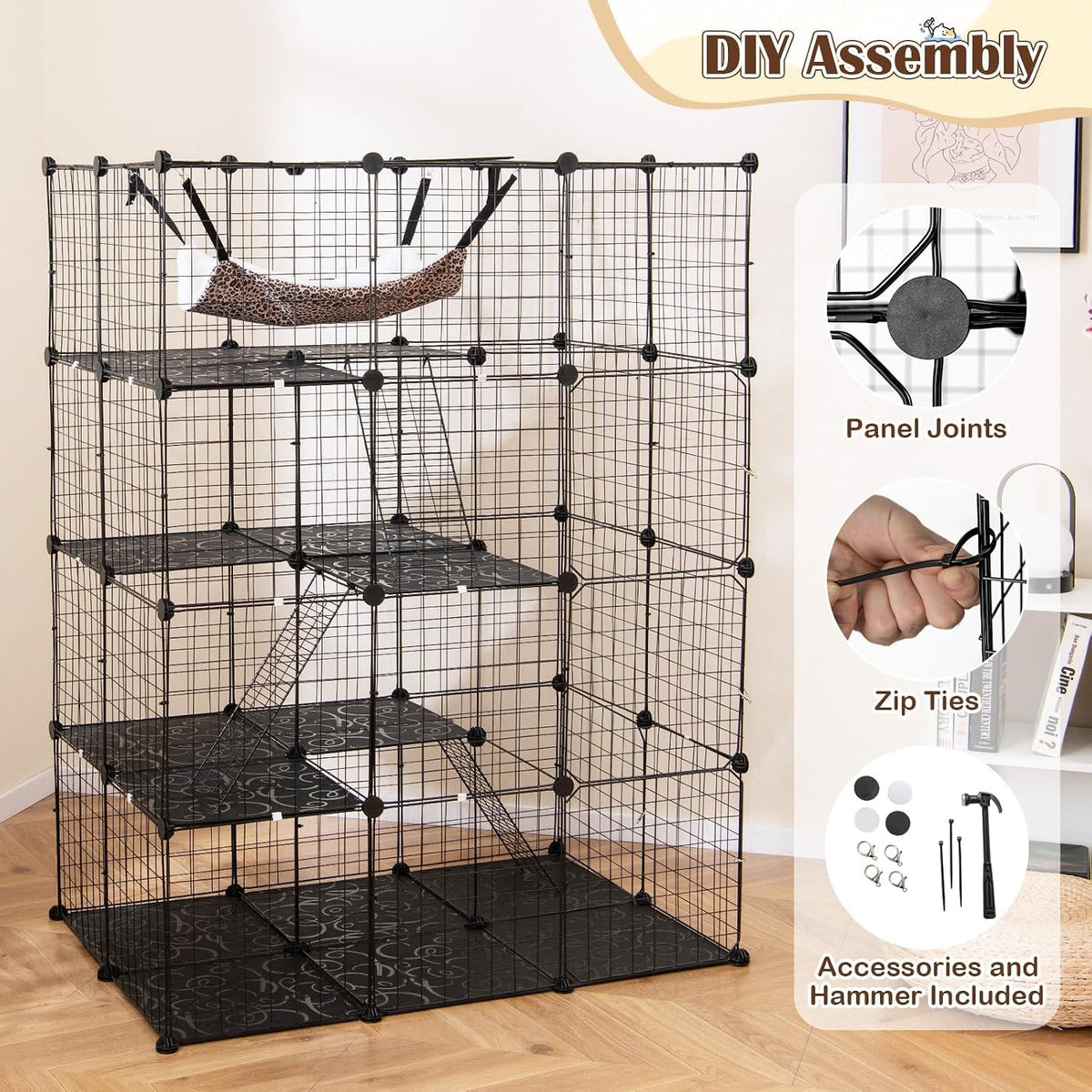 Large 4-Tier Metal Wire Cat Cage B6093
