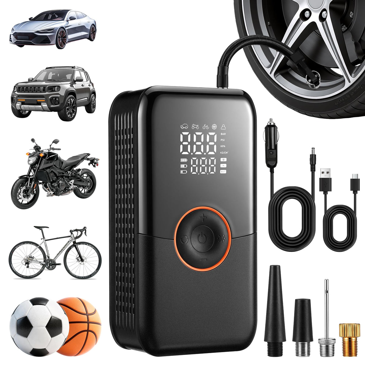 Portable Air Compressor 150PSI Cordless Tire Inflator Black M86880