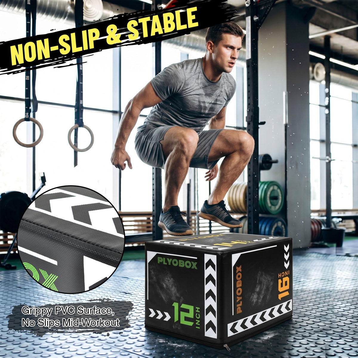 3 in 1 Foam Plyometric Jump Box, 12 14 16 Inch Soft Plyo Box D510614