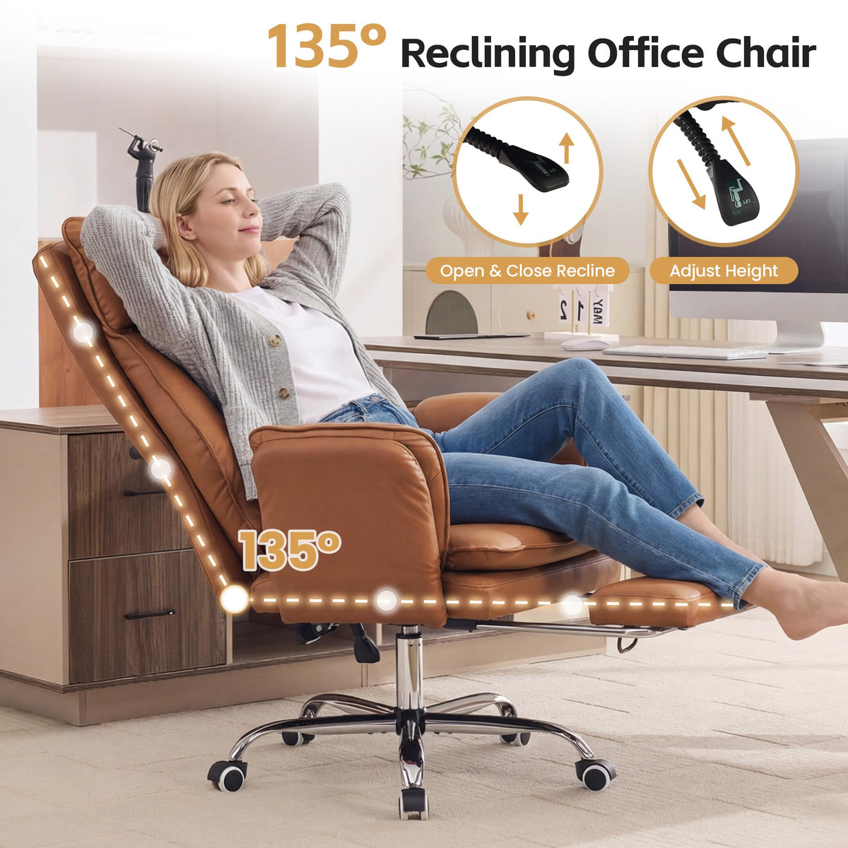 Big and Tall Office Chair with Footrest P1002
