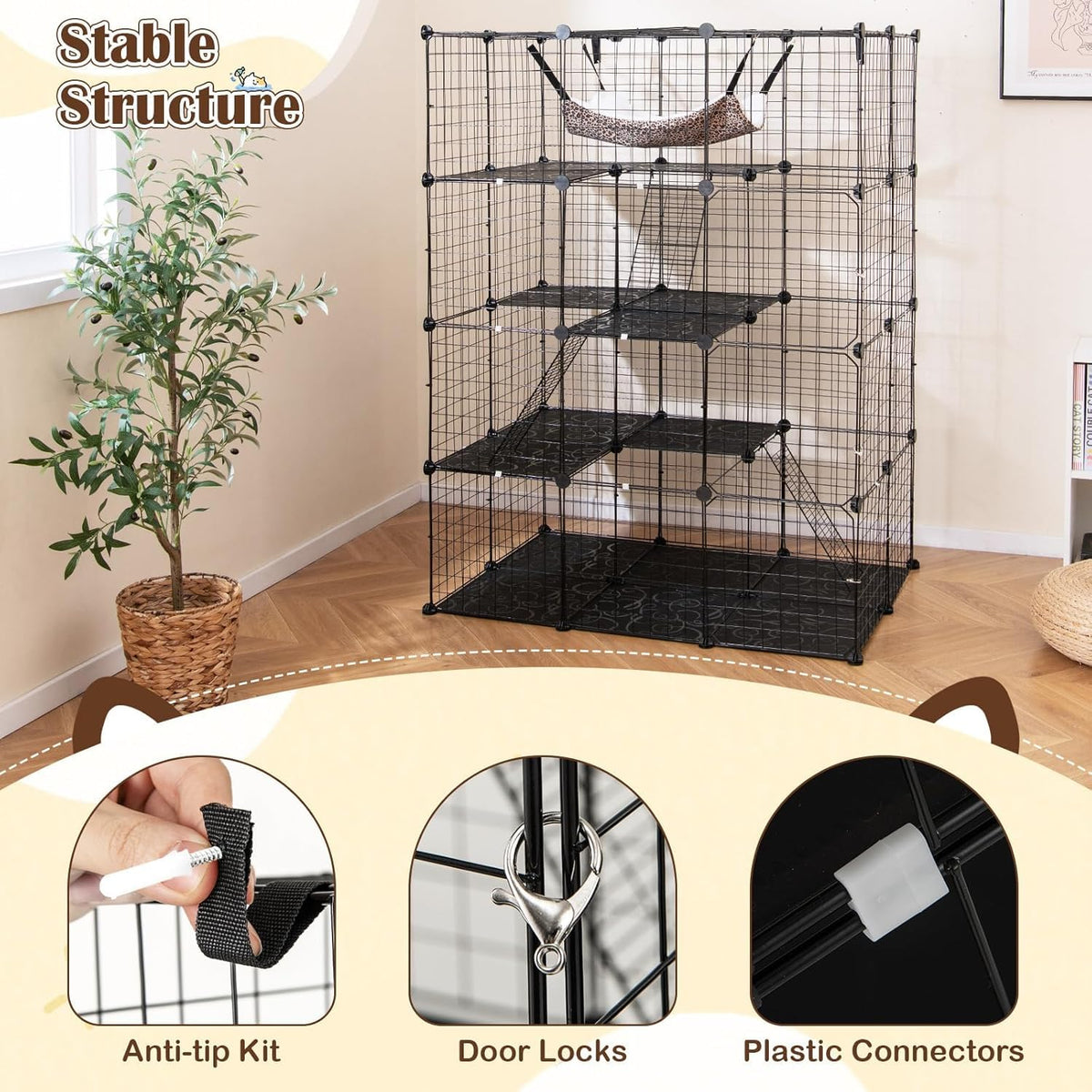 Large 4-Tier Metal Wire Cat Cage B6093