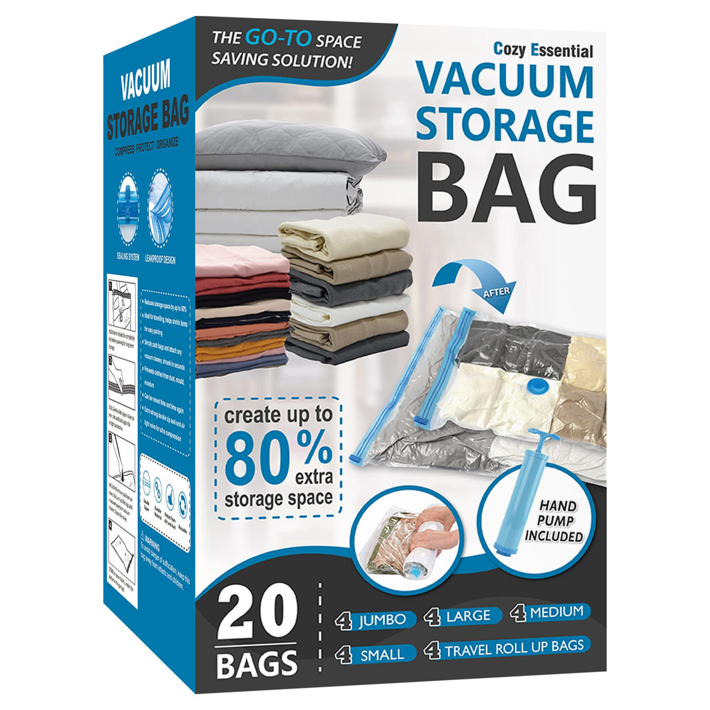 Vacuum Storage Bags with Hand Pump, 20 Combo W296814