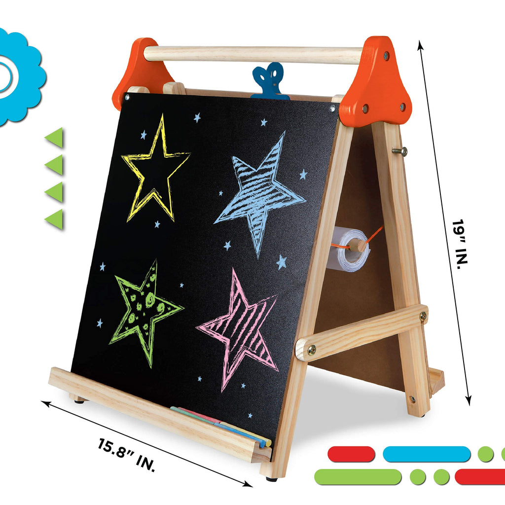 3-in-1 Tabletop Dry Erase Chalkboard Art Easel with Paper Roll G56191