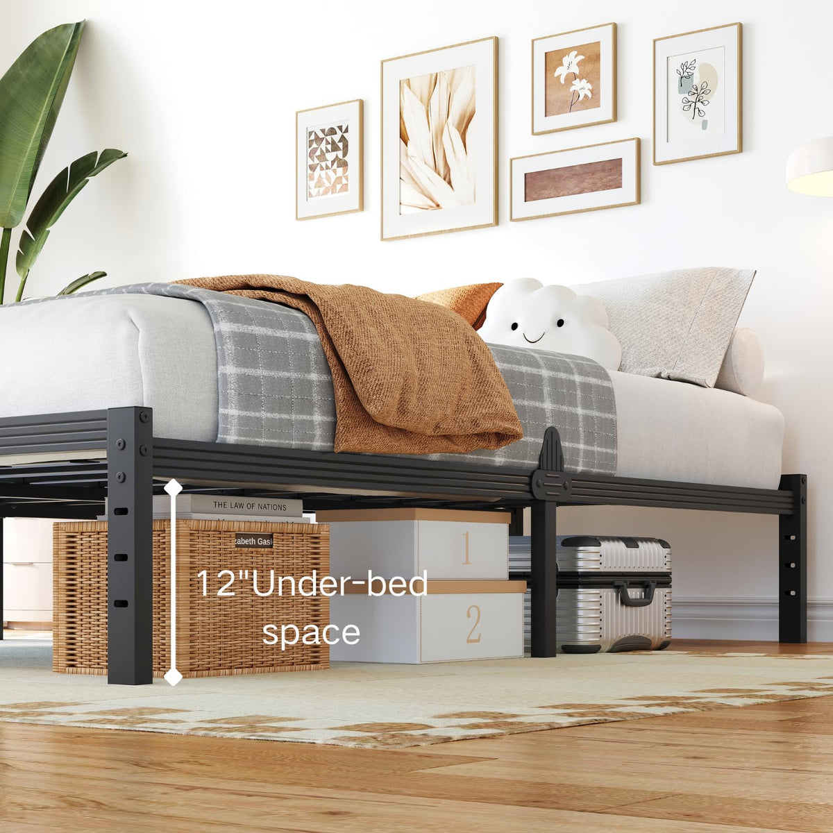 14 Inch Metal Platform Full Bed Frame with Storage F58788