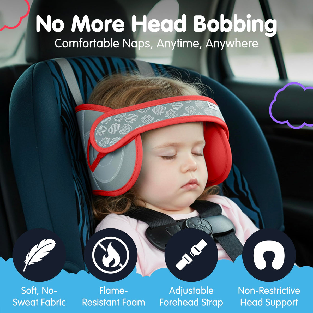 Car Seat Head Support for Toddler Red Z287