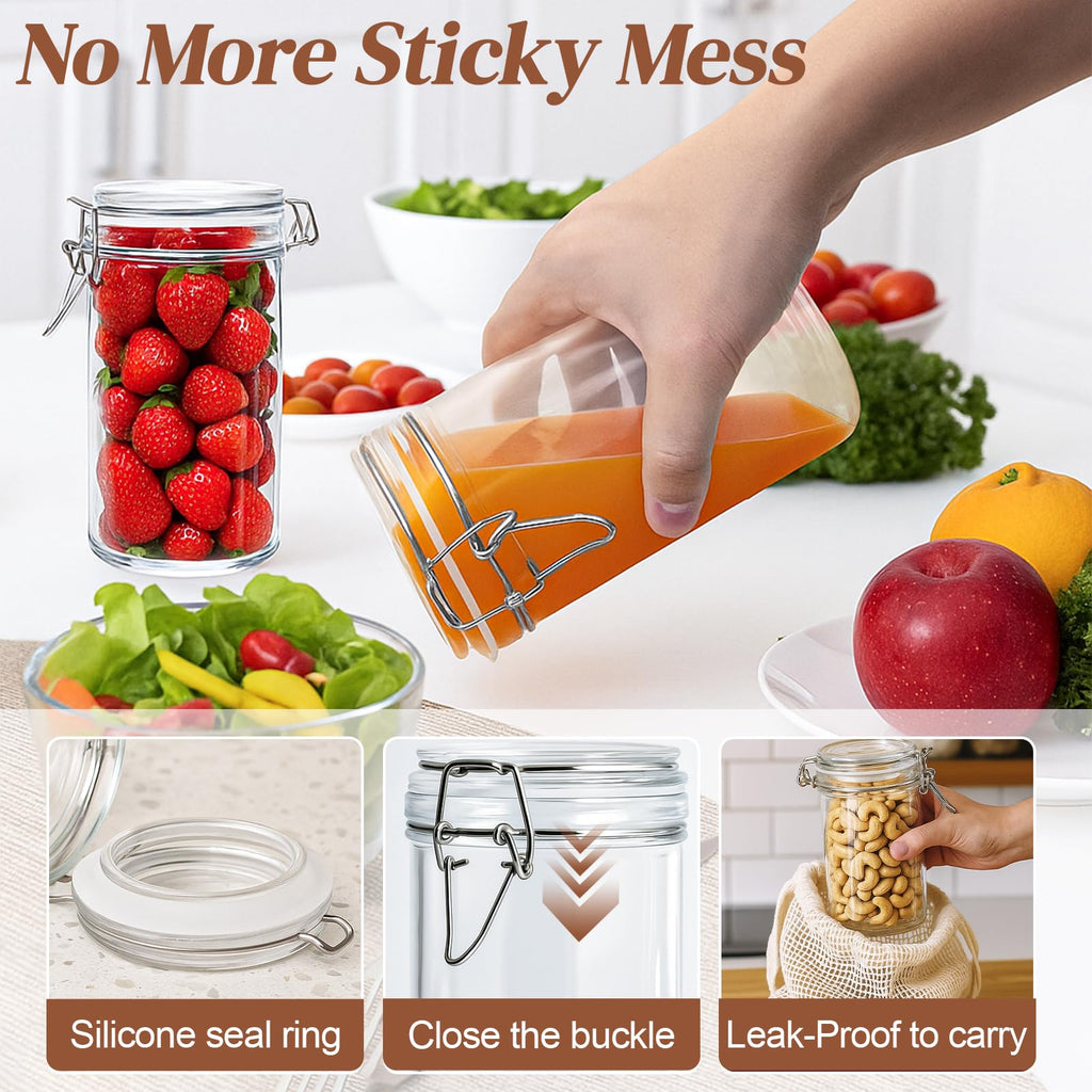 8 PCS 16 oz Glass Jars with Airtight Lid M129