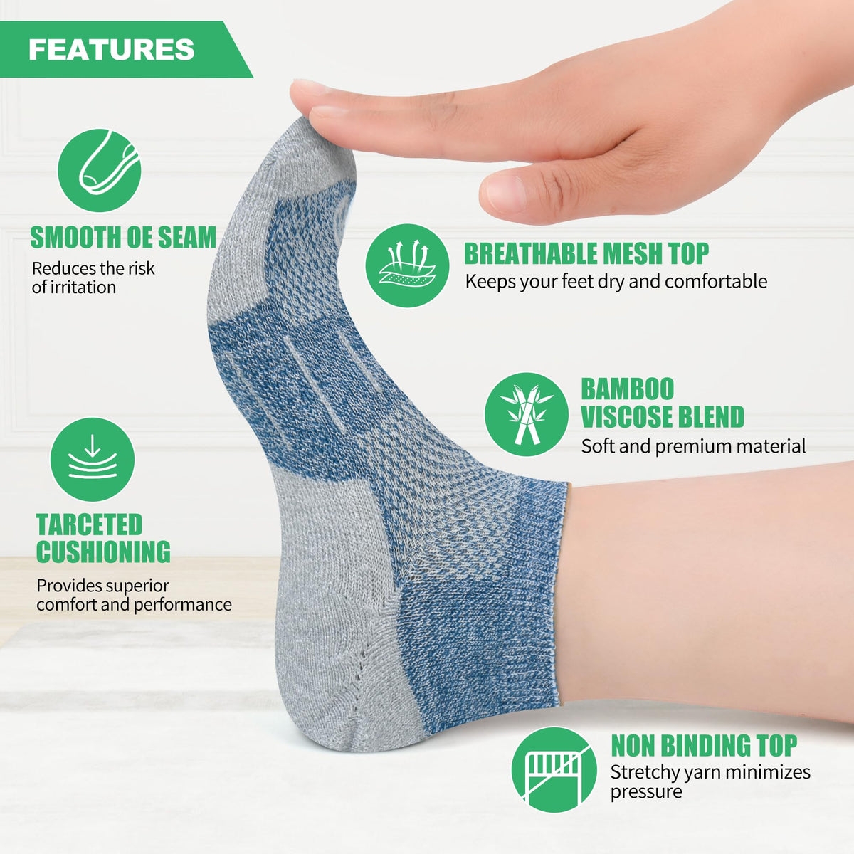 Diabetic Socks for Men, 12 Pairs Ankle & Low Cut Size 9-15 J551