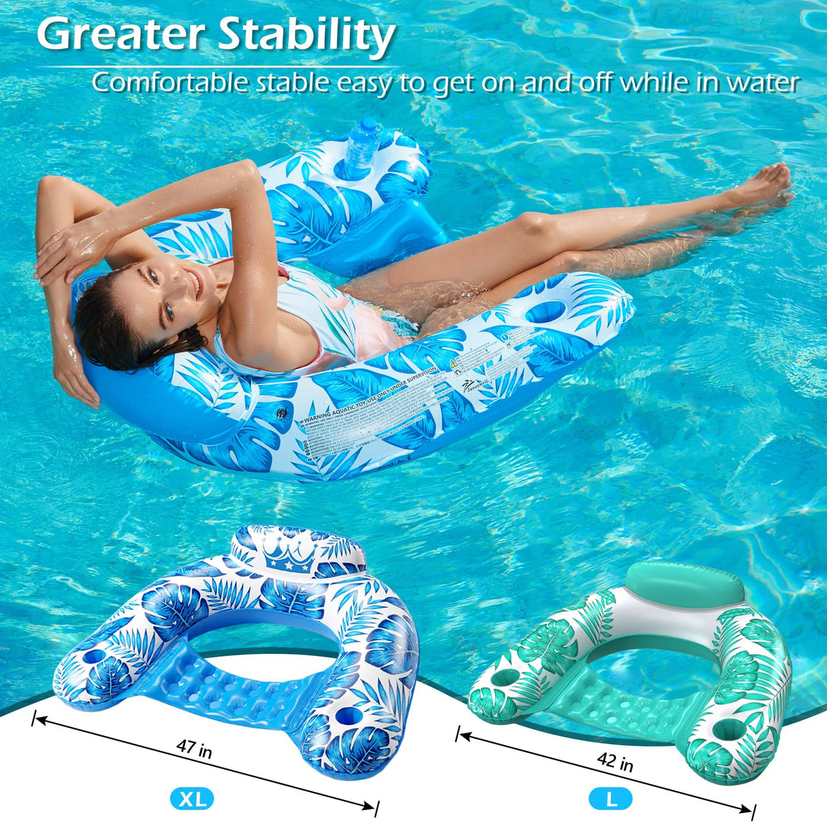 Inflatable Pool Float Chair 2Pack with Cup Holder H893814