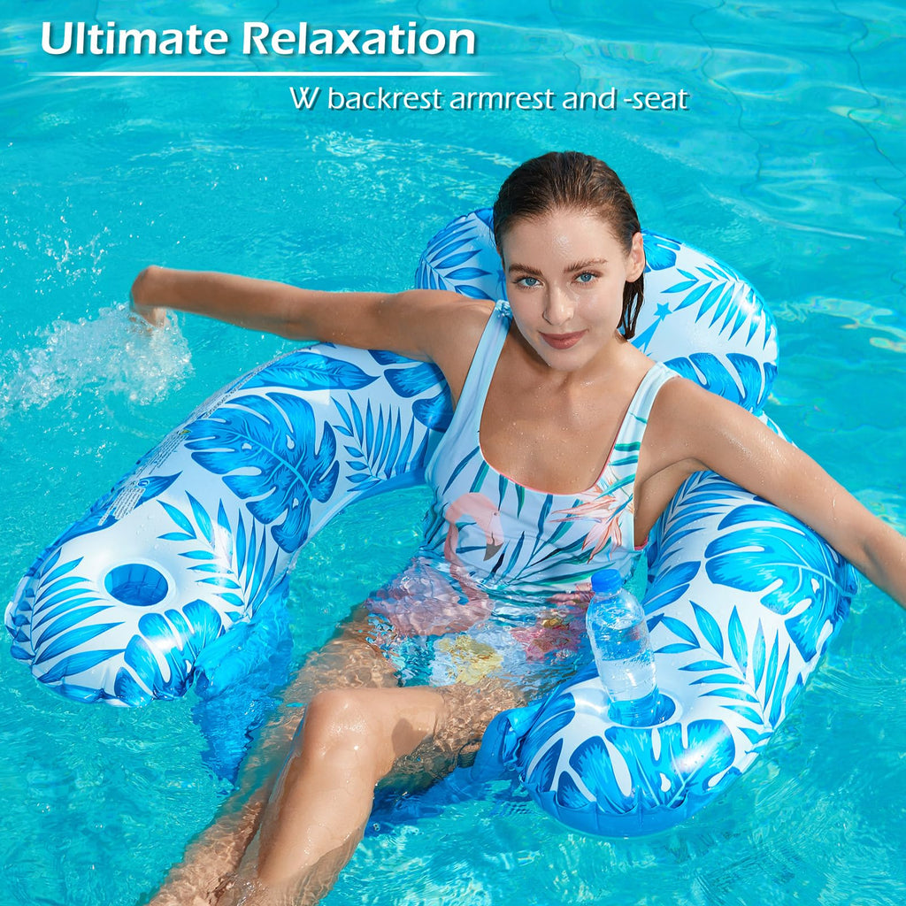 Inflatable Pool Float Chair 2Pack with Cup Holder H893814