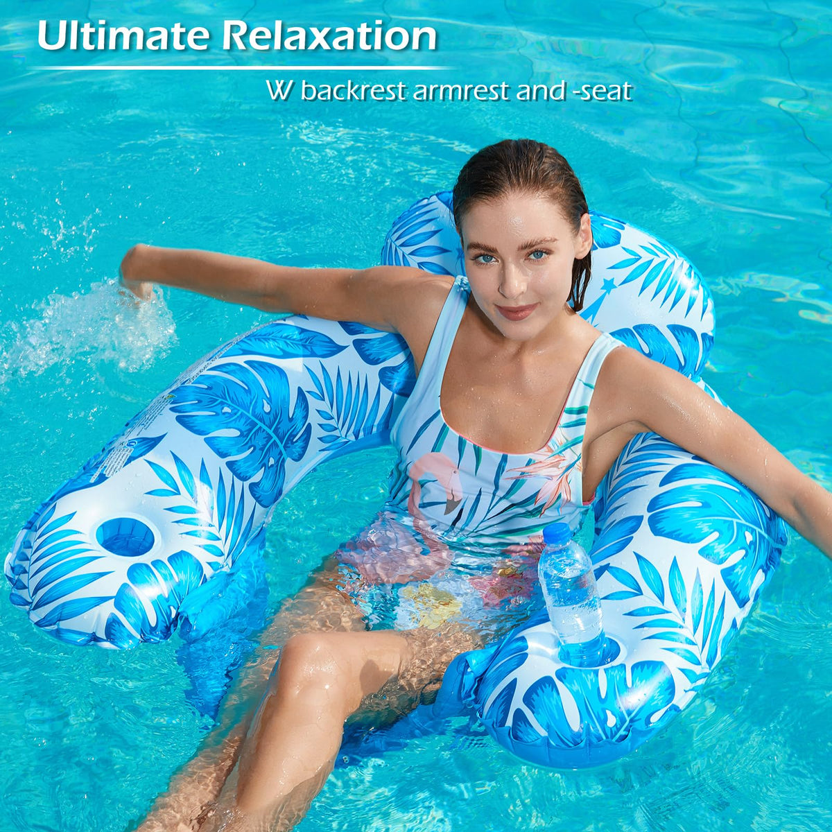 Inflatable Pool Float Chair 2Pack with Cup Holder H893814