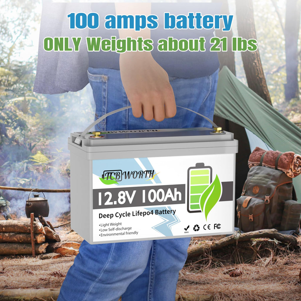 12V 100Ah LiFePO4 Deep Cycle Lithium Battery with 100A BMS R78444