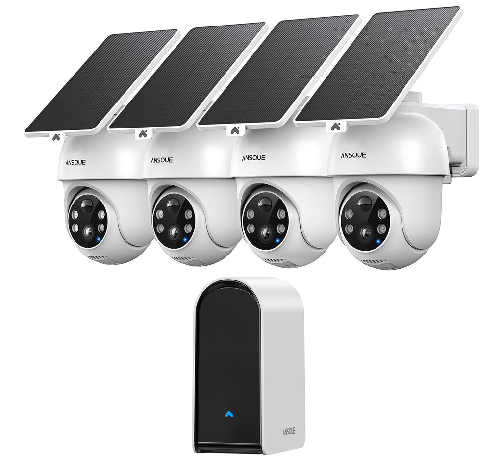 Wireless Outdoor Solar Powered 4-Cam Security Cameras D600971