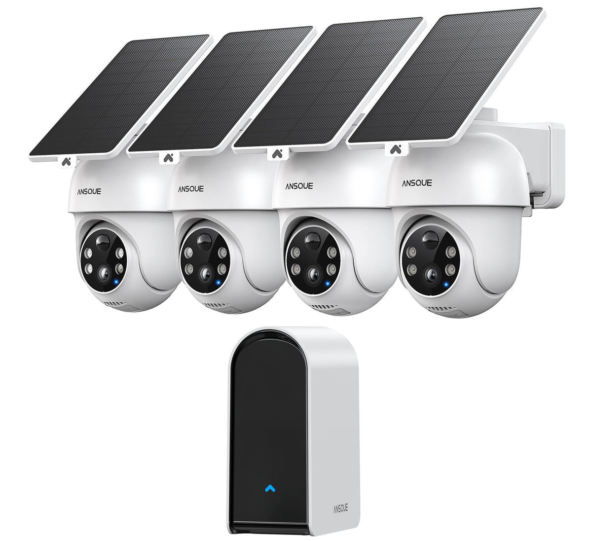 Wireless Outdoor Solar Powered 4-Cam Security Cameras D600971