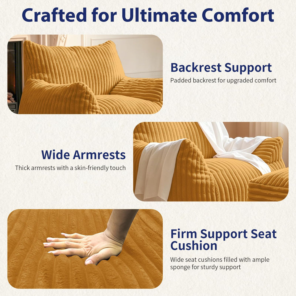 Large Yellow Bean Bag Chair with Footrest A249