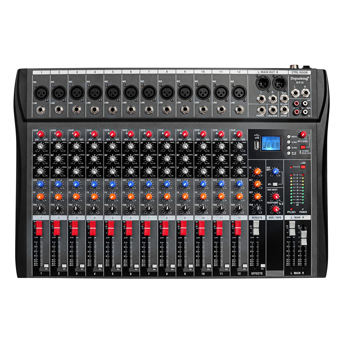 12 Channel Black USB Audio Mixer Z1354