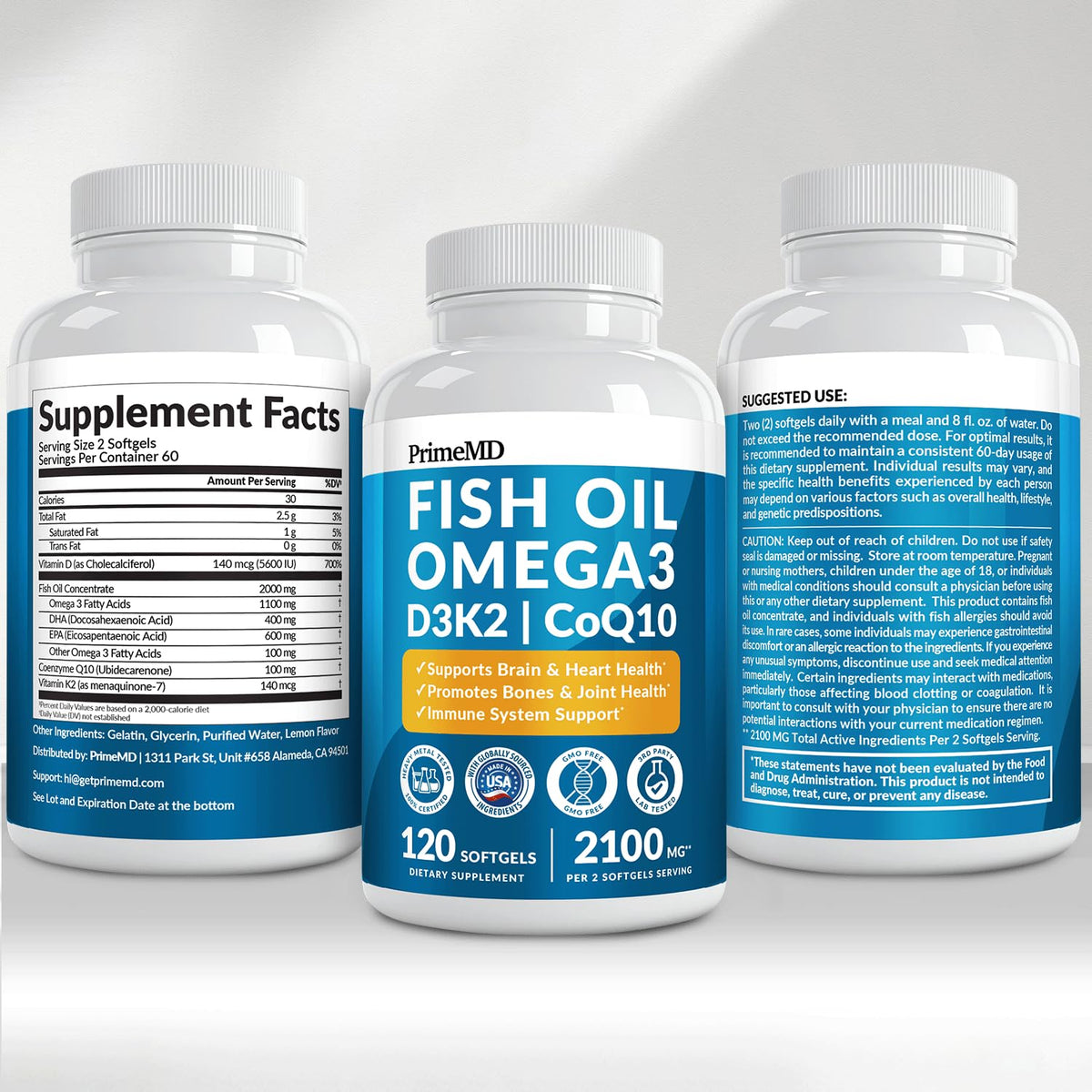 Fish Oil Omega-3 with D3 K2 CoQ10 Softgels L422
