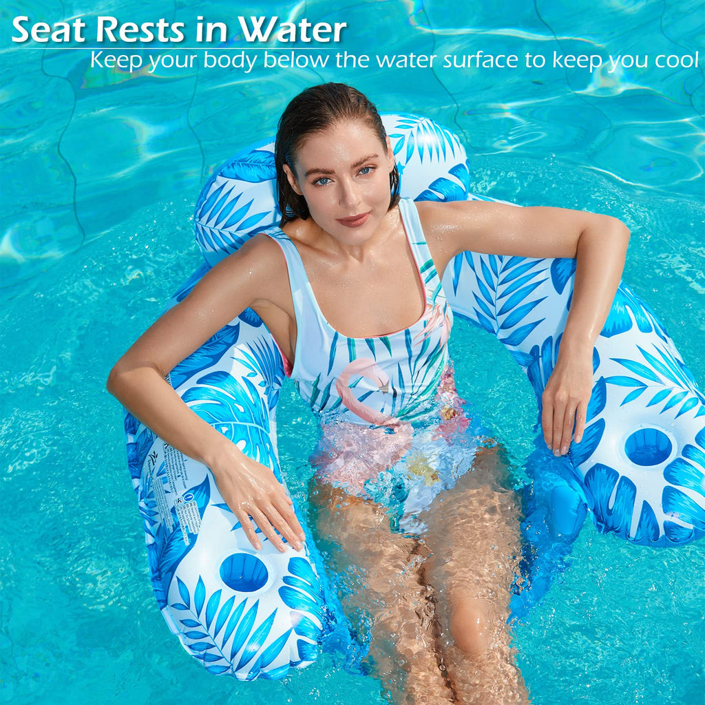 Inflatable Pool Float Chair 2Pack with Cup Holder H893814